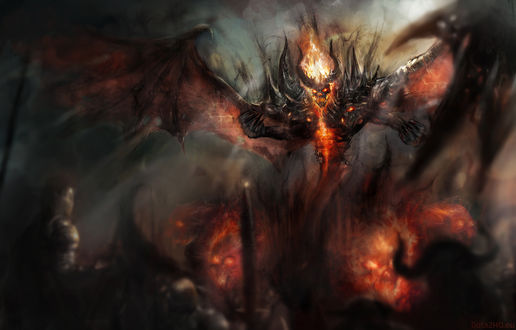 Обои на рабочий стол Shadow Fiend / Тень Демона из игры Dota 2
