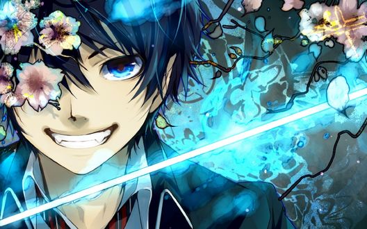 Обои на рабочий стол Рин Окумура / Rin Okumura из аниме Синий Экзорцист / Ao No Exorcist