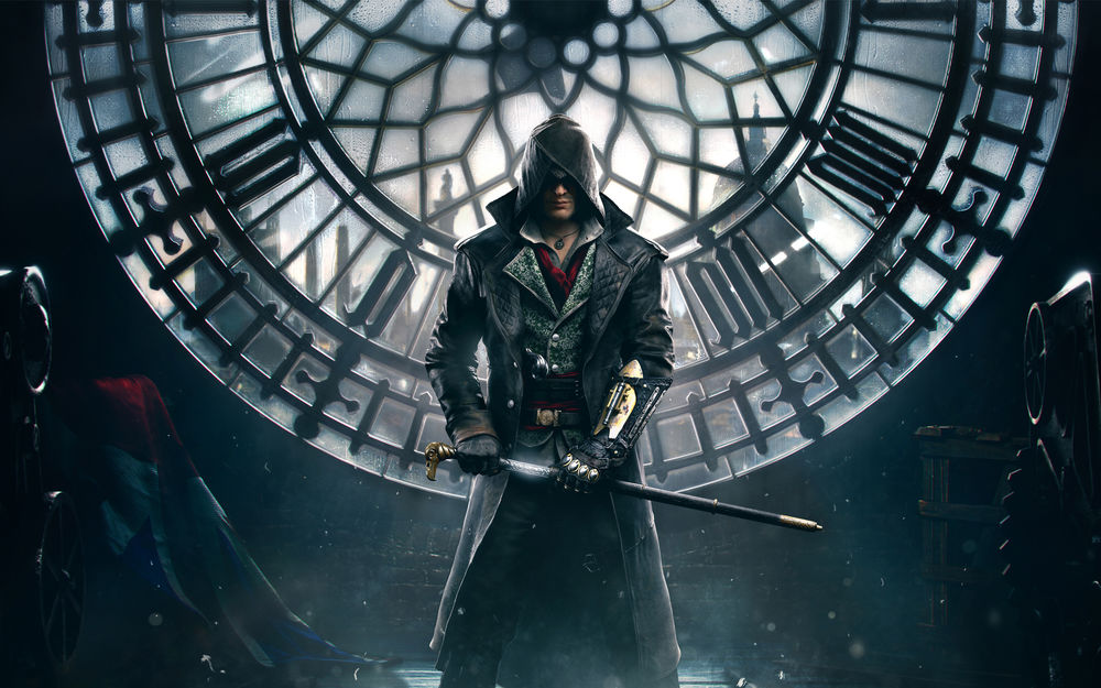 Обои для рабочего стола Мужчина с оружием в руках, арт по игре Assassin’s Creed Syndicate / Кредо ассасина Синдикат