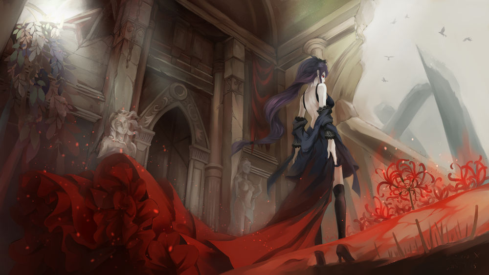 Обои для рабочего стола Rize Kamishiro / Ризе Камиширо из аниме Токийский гуль / Tokyo Ghoul, art by Bzerox