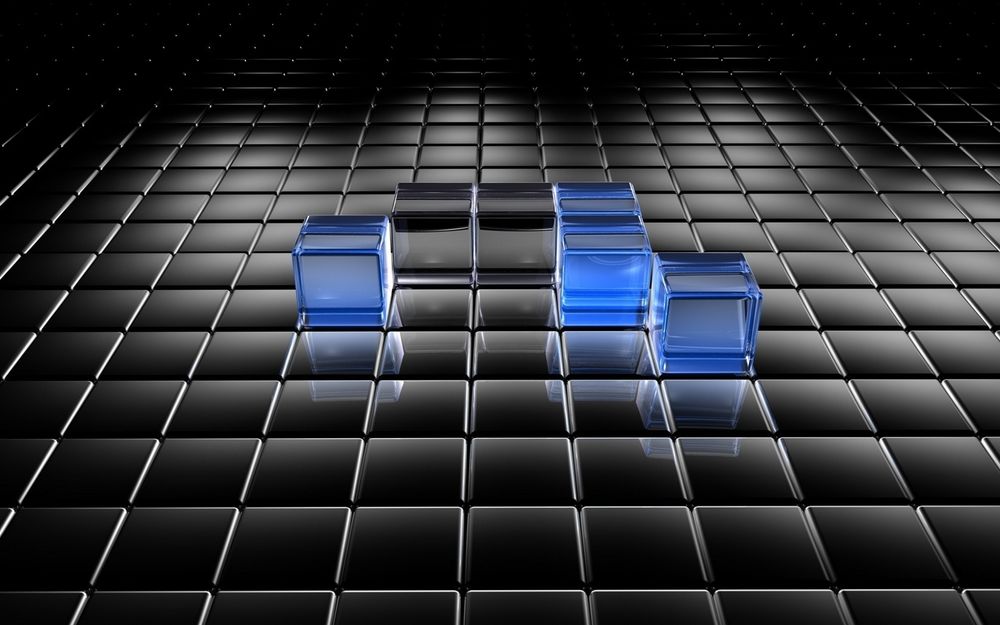 Обои для рабочего стола Черные и синие кубики