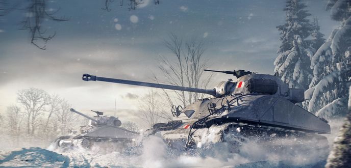 Обои на рабочий стол World-of-tanks, игра, мир танков, зима, танк