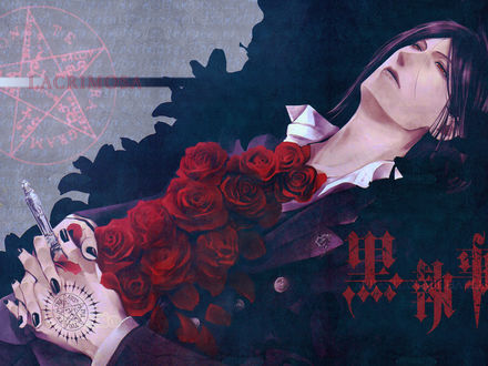 Обои на рабочий стол Sebastian Michaelis / Себастьян Михаэлис из аниме Dark Butler / Kuro Shitsuji / Темный дворецкий