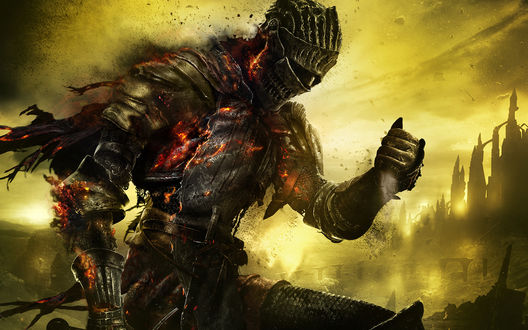 Обои на рабочий стол Рыцарь в доспехах из игры Dark souls 3, воин