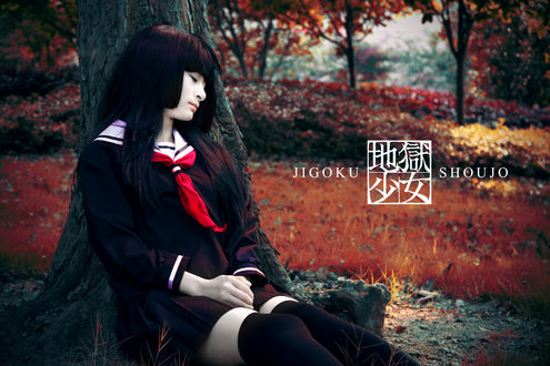 Обои на рабочий стол Косплей Enma Ai / Энма Ай из аниме Адская девочка / Hell Girl / Jigoku Shoujo