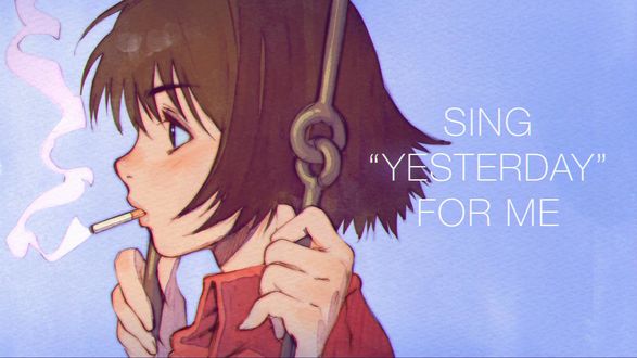 Обои на рабочий стол Девушка с сигаретой, sing Yesterday for me (петь вчера для меня), ву Ilya Kuvshinov