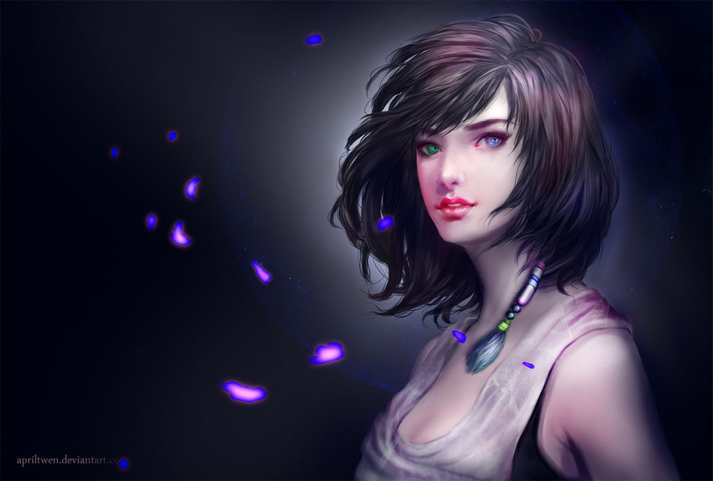 Обои для рабочего стола Юна / Yuna из серии игр Последняя Фантазия / Final Fantasy, by AprilTwen