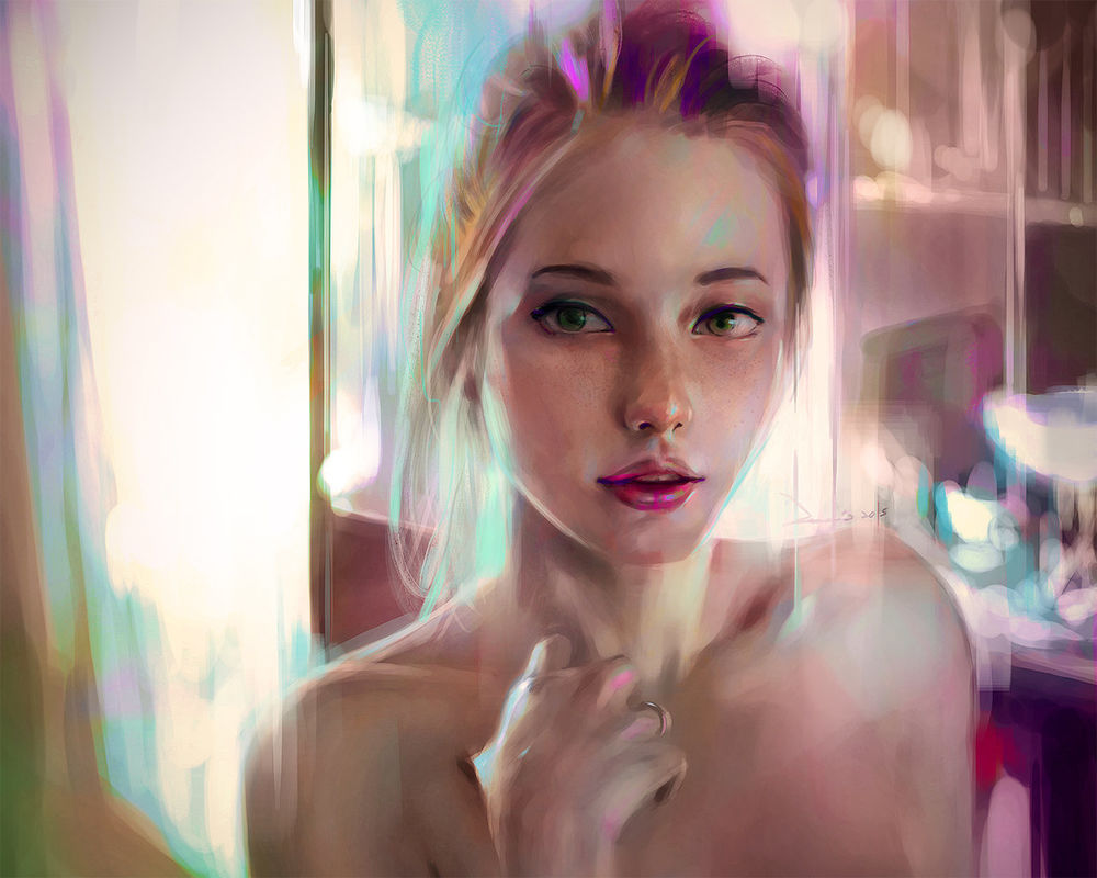 Обои для рабочего стола Девушка с зелеными глазами, by WesleyChen