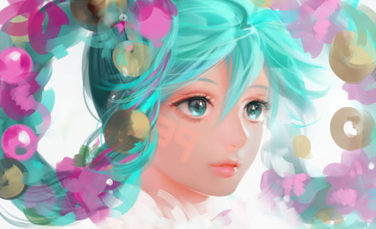 Обои на рабочий стол Vocaloid Hatsune Miku / Вокалоид Хатсуне Мику, art by airspace