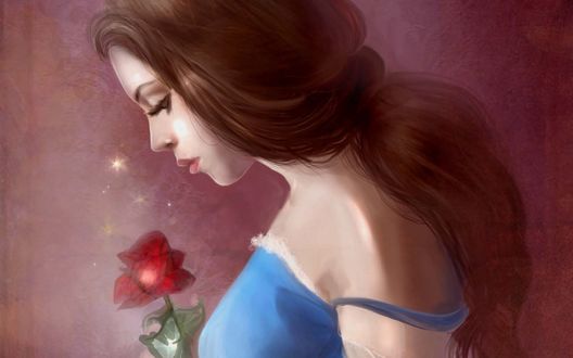 Обои на рабочий стол Белль / Belle из мультфильма Красавица и Чудовище / Beauty and the Beast