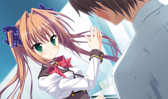 Обои на рабочий стол Chiho Sagisawa дала парню пощечину из игры Princess Evangile, art by Nao Saeki