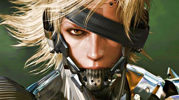 Обои на рабочий стол Raiden с повязкой на глазу из игры Metal Gear Rising revengeance