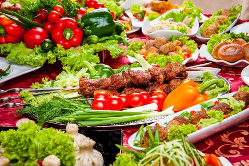 Обои на рабочий стол Шашлык с овощами