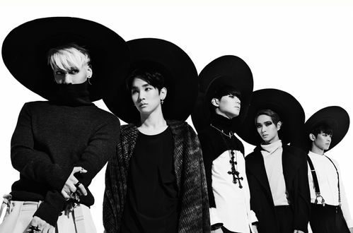 Обои на рабочий стол Группа Shinee, k-pop, парни позируют в широкополых шляпах, Южная Корея