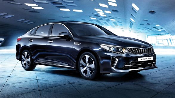 Обои на рабочий стол Седан Киа Optima GT, темно-синий