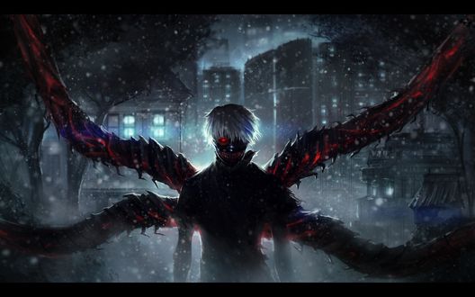 Обои на рабочий стол Ken Kaneki / Кен Канеки из аниме Tokyo Ghoul / Токийский Гуль