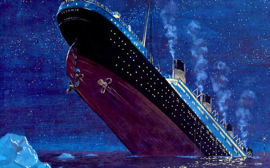 Обои на рабочий стол Тонущий пароход Титаник / Titanic
