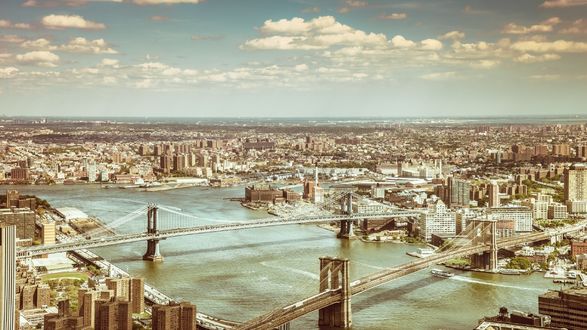 Обои на рабочий стол Панорама города Нью-Йорк / New York, США / USA
