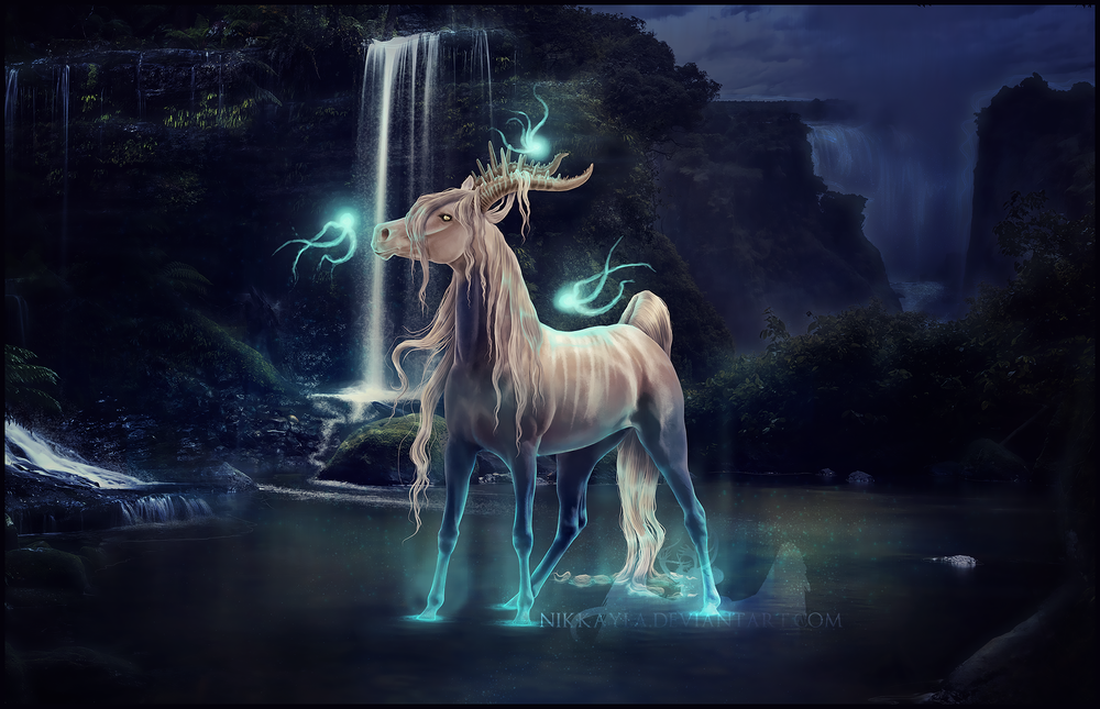 Обои для рабочего стола Фантастическая лошадь стоит в воде, by Nikkayla on DeviantArt