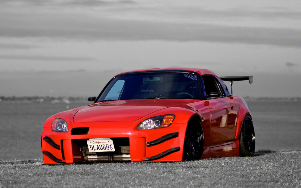 Обои для рабочего стола Honda s2000 на сером фоне