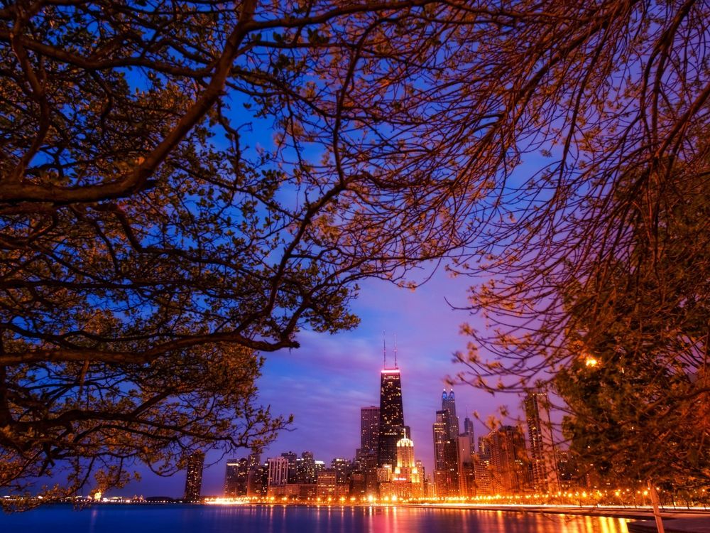 Обои для рабочего стола Ночной Чикаго / Chicago, USA