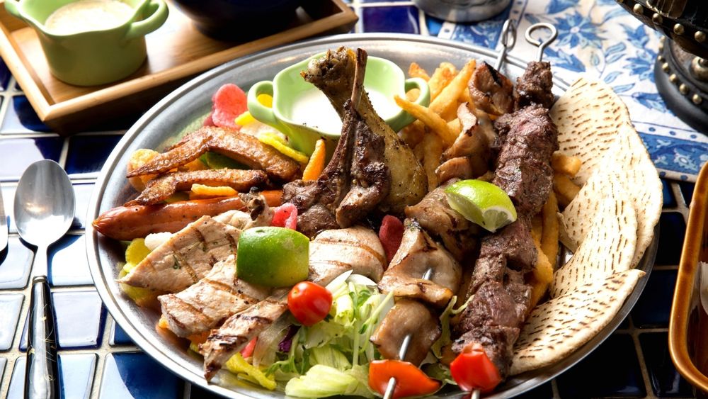 Обои для рабочего стола Шашлычки с овощами