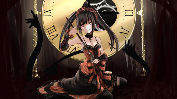 Обои на рабочий стол Kurumi Tokisaki / Куруми Токисаки из аниме Date A Live / Рандеву с жизнью