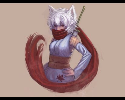 Обои на рабочий стол Момиджи Инубашири / Momiji Inubashiri из серии игр и аниме Тохо / Touhou