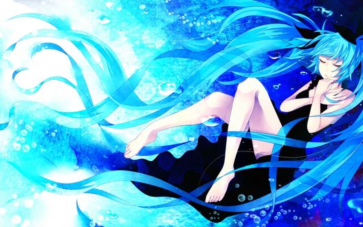 Обои на рабочий стол Vocaloid Hatsune Miku / Вокалоид Хатсуне Мику под водой