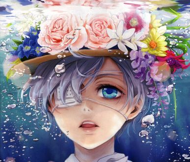 Обои на рабочий стол Сиэль Фантомхайв / Ciel Phantomhive из аниме Темный Дворецкий / Kuroshitsuji