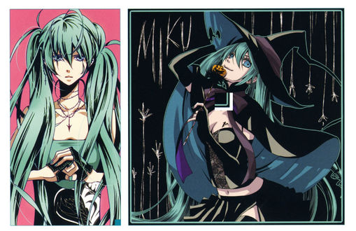 Обои на рабочий стол Vocaloid Hatsune Miku / Вокалоид Хатсунэ Мику в костюме для Halloween, art by Haruma