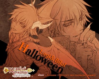 Обои на рабочий стол Lagi и Bilal Asad в стиле Halloween, игра Wand of Fortune / Жезл Фортуны, art by Kagerou Usuba