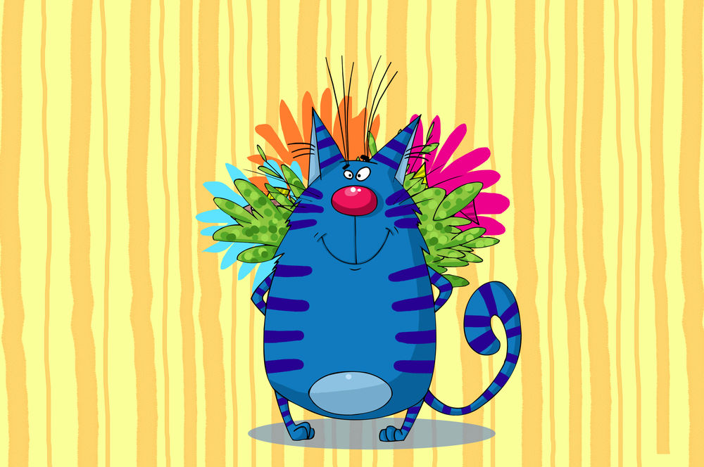 Раскраска кот с пушистым хвостом распечатать | Раскраски коты, котята и кошки