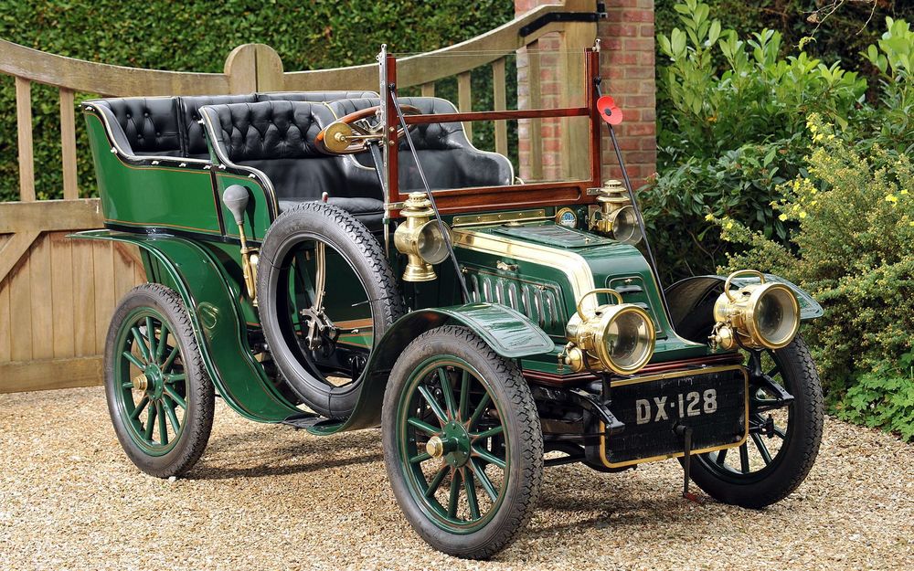 Обои для рабочего стола Автомобиль Talbot Type Rear-Entrance Tonneau 1904 года зеленый у ворот дома
