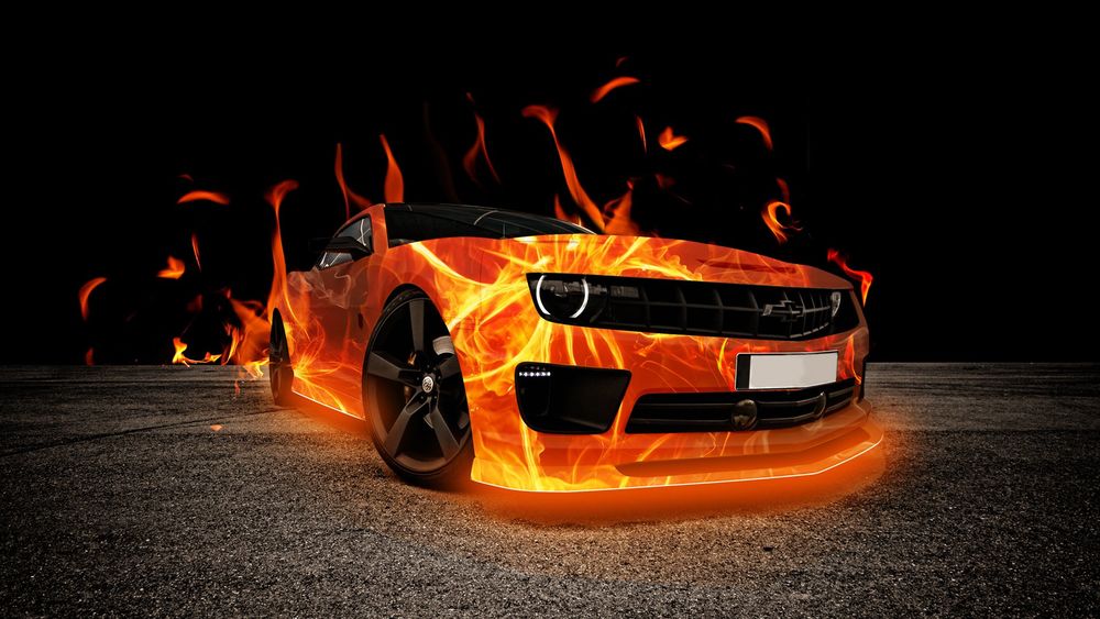 Обои для рабочего стола Огненный автомобиль Chevrolet Camaro