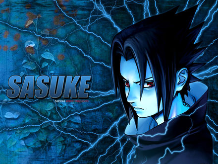 Обои на рабочий стол Учиха Саске / Sasuke Uchiha использует sharingan, из аниме Наруто / Naruto