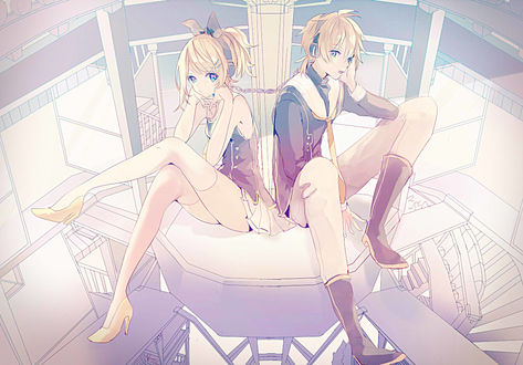 Обои на рабочий стол Vocaloid Kagamine Len / Вокалоиды Кагамине Лен и Rin / Рин