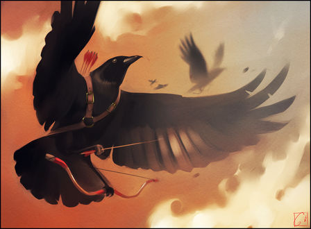 Обои на рабочий стол Crow archer / Ворона лучник, by GaudiBuendia