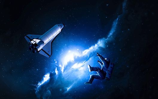 Обои на рабочий стол Космонавт потерял связь с шаттлом