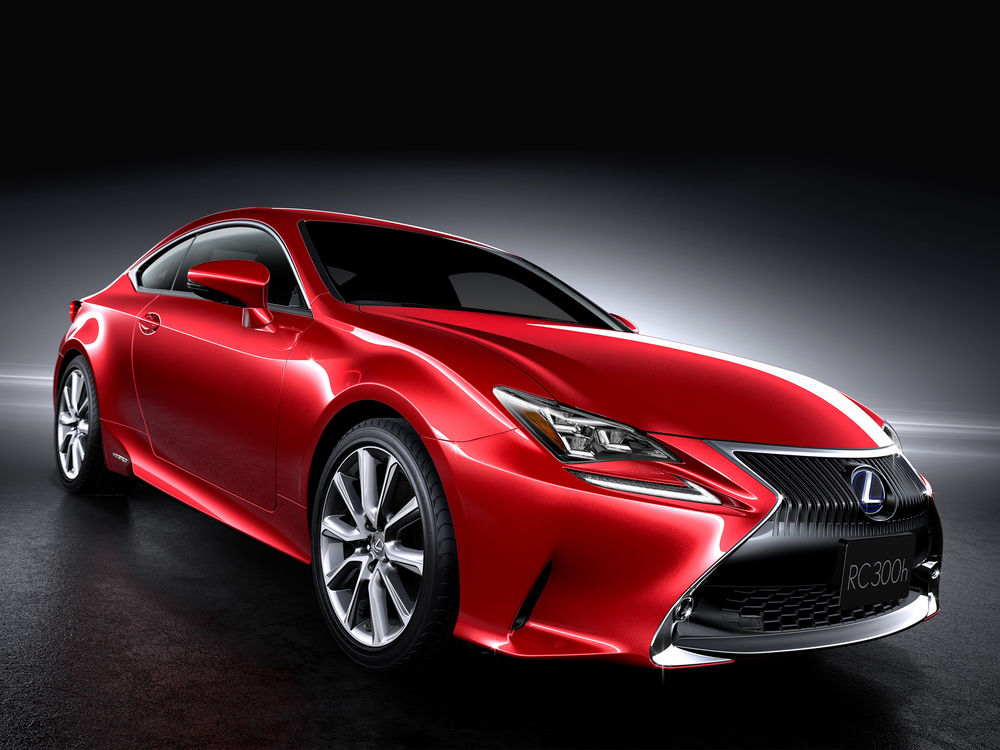 Обои для рабочего стола Красный Lexus, RC, JP-spec на сером фоне