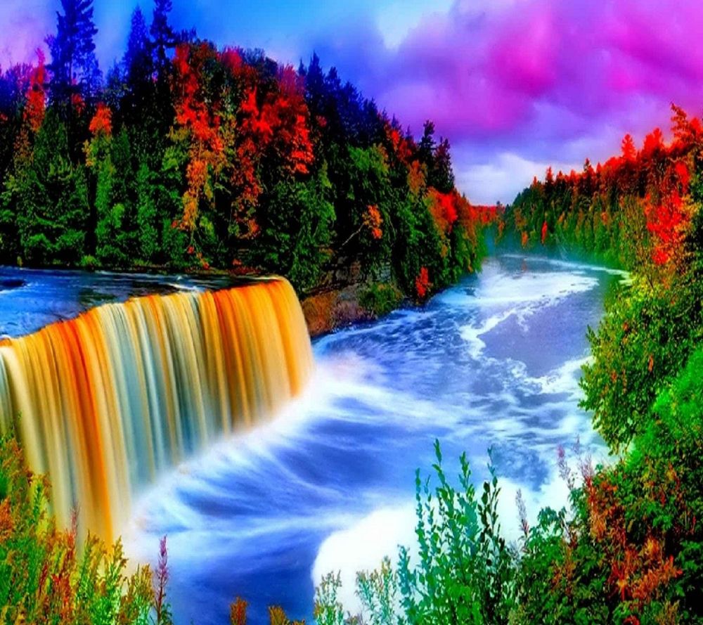 Алмазная живопись Радужный водопад