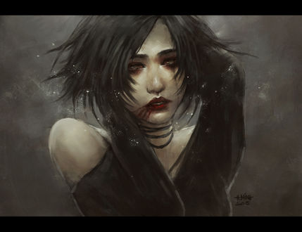 Обои на рабочий стол Темноволосая девушка, by NanFe
