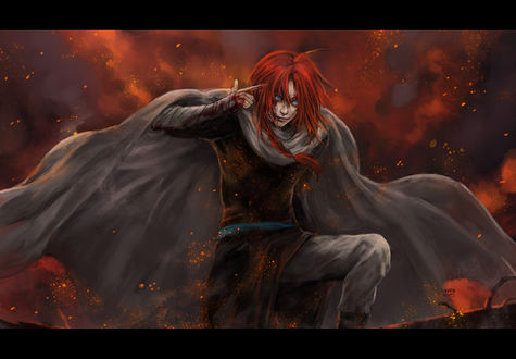 Обои на рабочий стол Камуи / Kamui из аниме Гинтама / Gintama, art by NanFe