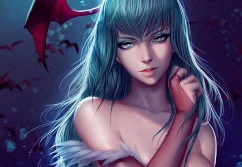 Обои на рабочий стол Морриган Энслэнд / Morrigan Aensland из игры Vampire / Darkstalkers, by NPye13