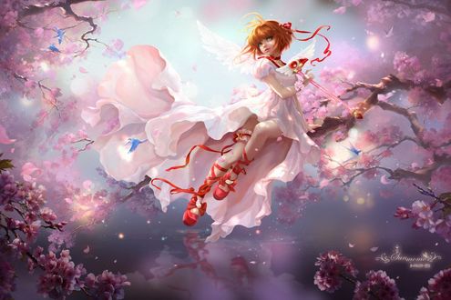 Обои на рабочий стол Сакура Киномото / Sakura Kinomoto из аниме Сакура - собирательница карт / Card captor sakura