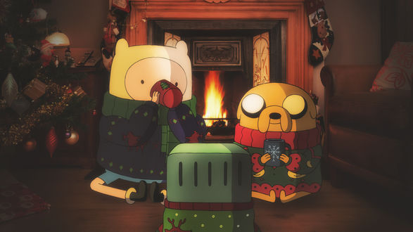 Обои на рабочий стол Финн / Finn и Джейк пес / Jake the Dog из мультсериала Время Приключений / Adventure Time