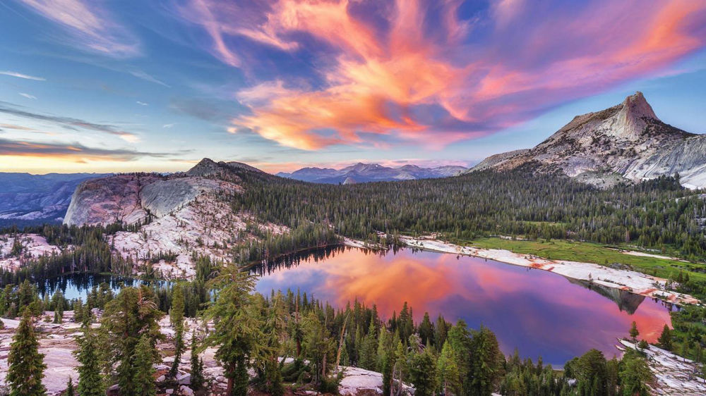 Обои для рабочего стола Национальный парк Йосемити на закате, Калифорния