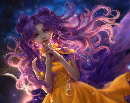 Обои на рабочий стол Луна / Luna из аниме Сейлор Мун / Sailor Moon, by sunmomo