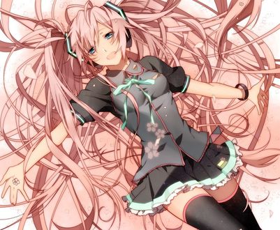 Обои на рабочий стол Vocaloid Hatsune Miku / Вокалоид Хатсуне Мику с розовыми волосами, art by MurakamiYuichi