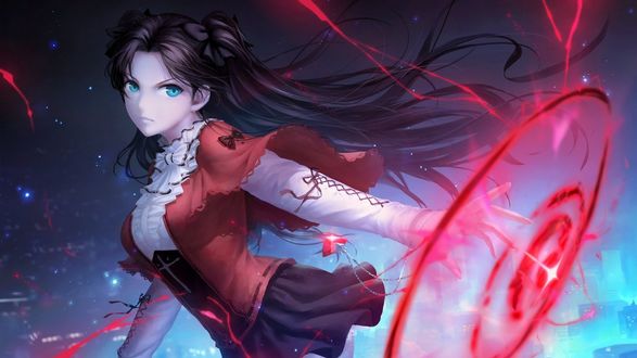 Обои на рабочий стол Рин Тосака / Rin Tohsaka из аниме Судьба: Ночь схватки / Fate: Stay night